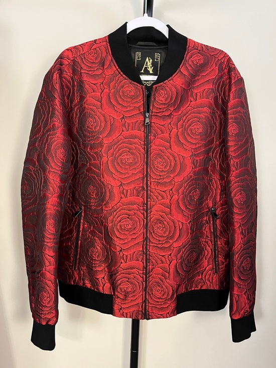 Artyzen Other - Artyzen Red Rose Woven Textured Jacquard Bomber Jacket Men’s Large